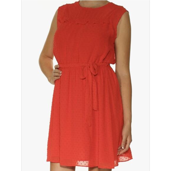 Maison Jules Dresses & Skirts - Maison Jules Women's Swiss Dot A Line Red Dress Sleeveless Size XL Sheer Whimsy